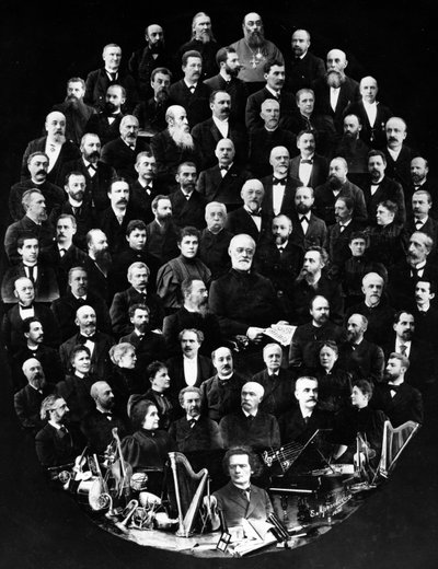 Montaje de retratos de profesores del Conservatorio de San Petersburgo, la academia musical más antigua de Rusia, 1896 de Russian Photographer